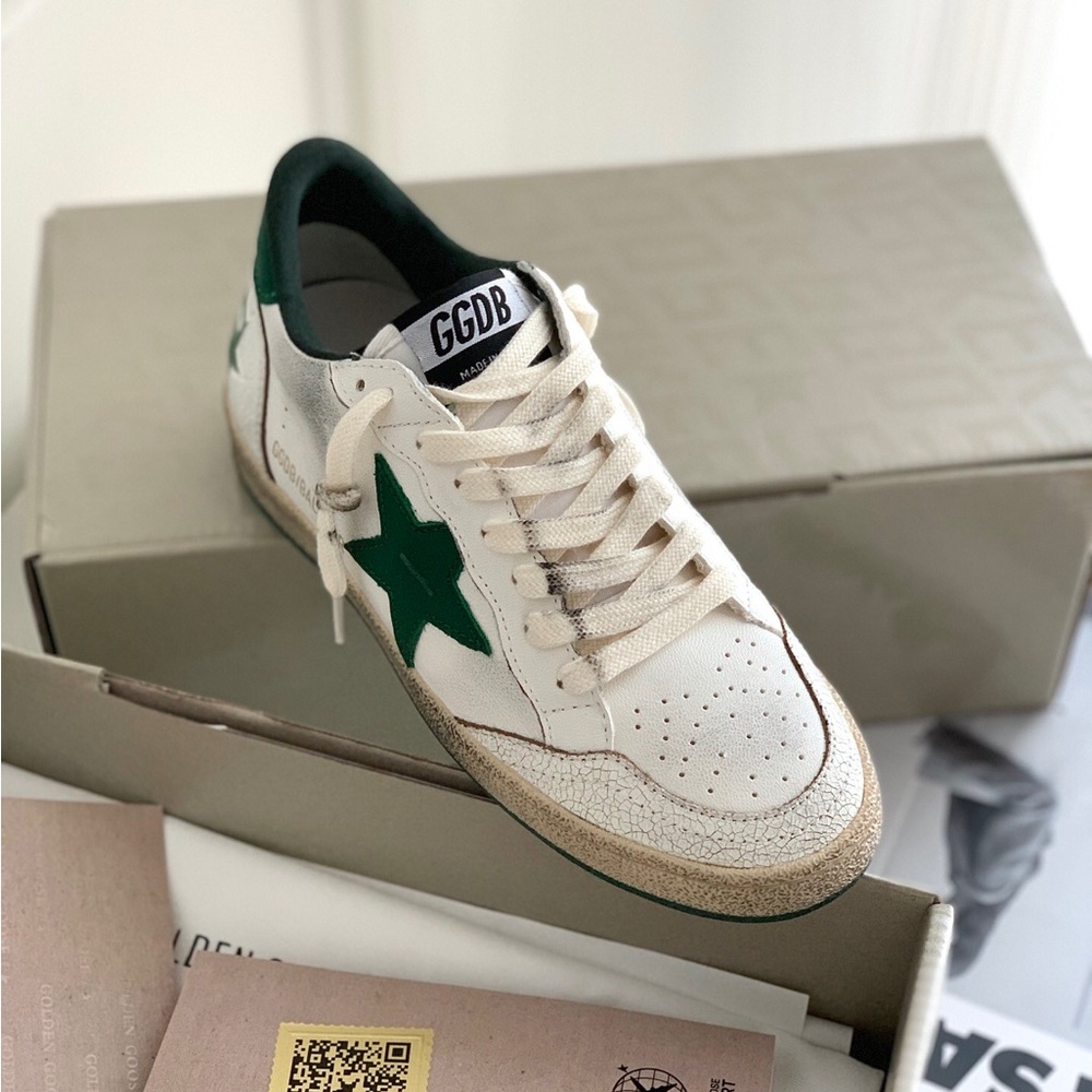 Golden Goose White and Green Sneakers - Picture 4 of 9